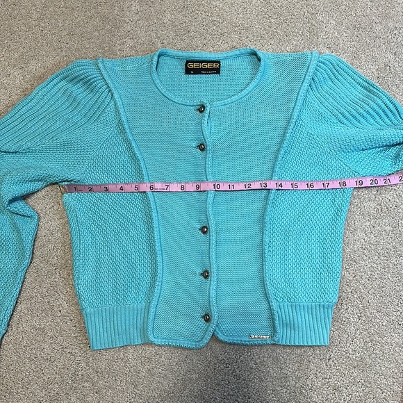 Geiger of Austria blue knit button down cardigan S - Picture 11 of 13